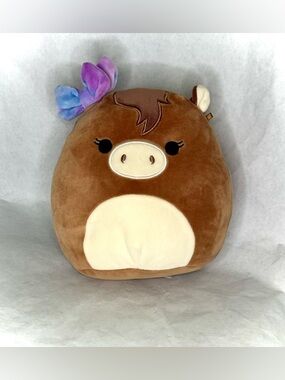 Original Squishmallow Cow With Pink / Blue Tie Dye Bow